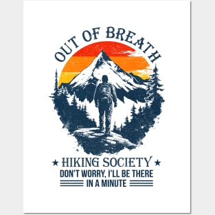 Out Of Breath Hiking Society Hiker Camper Posters and Art
